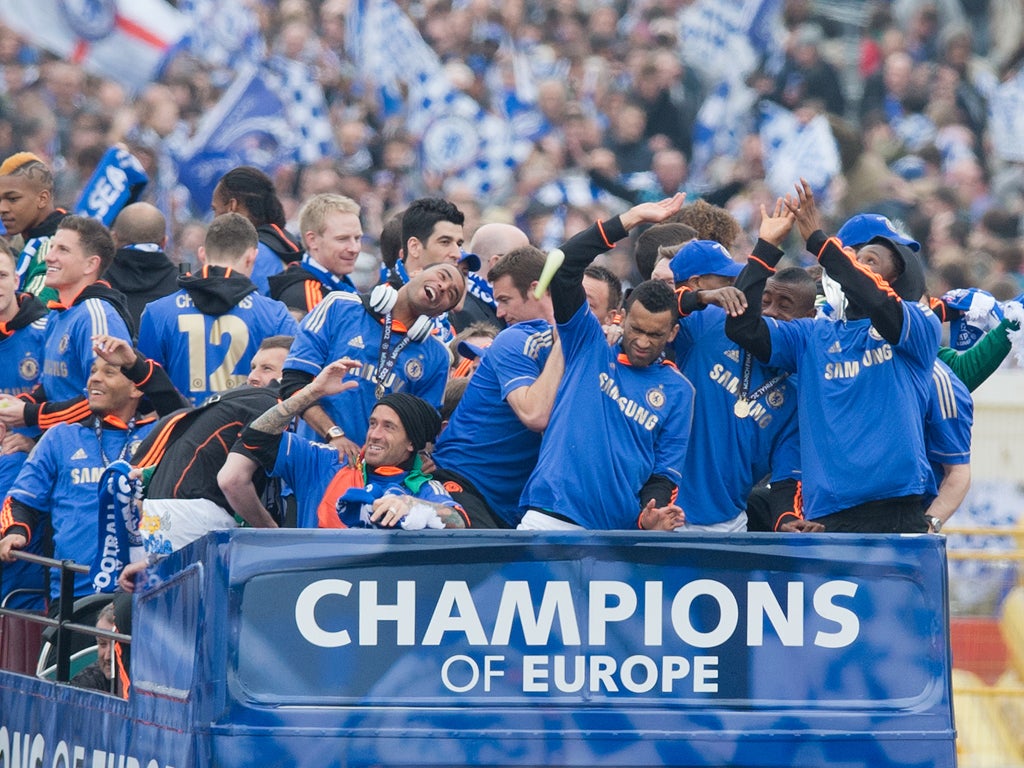 Chelsea fans lined the streets to welcome home the players who won their side the Champions League