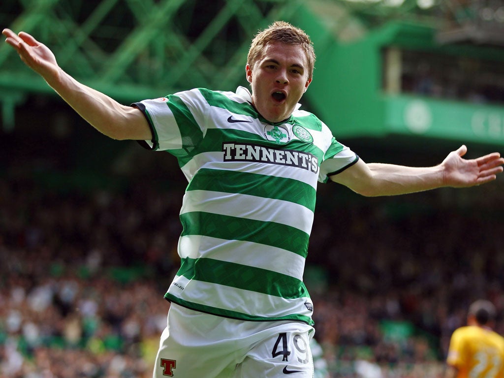 James Forrest in action for Celtic