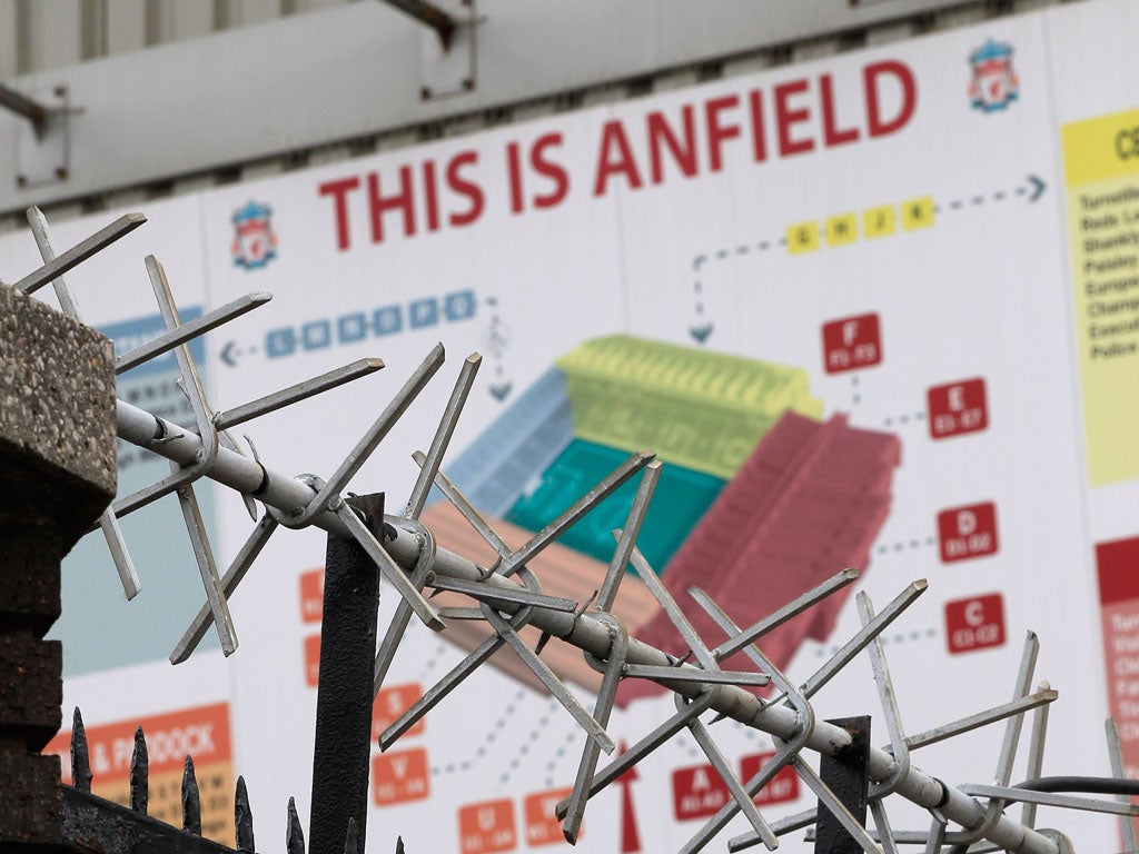 A view outside Liverpool's Anfield stadium