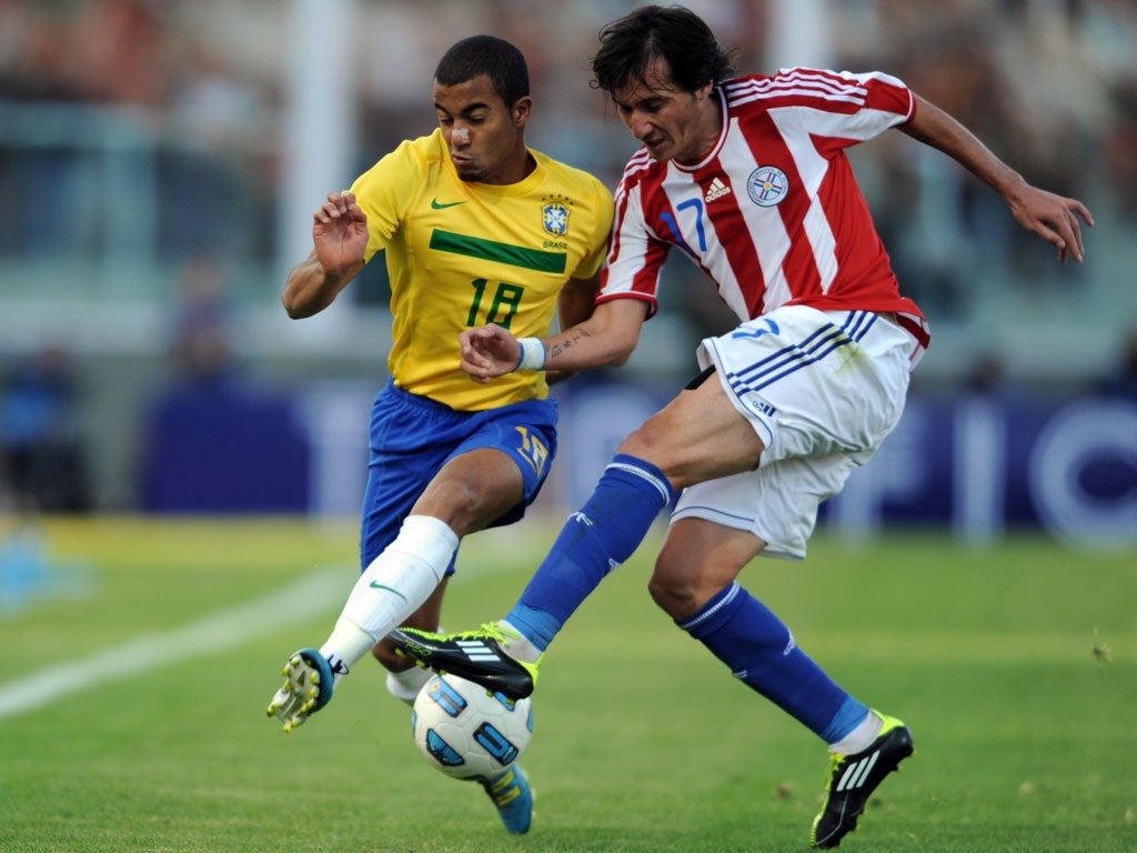 Lucas Moura in action for Brazil