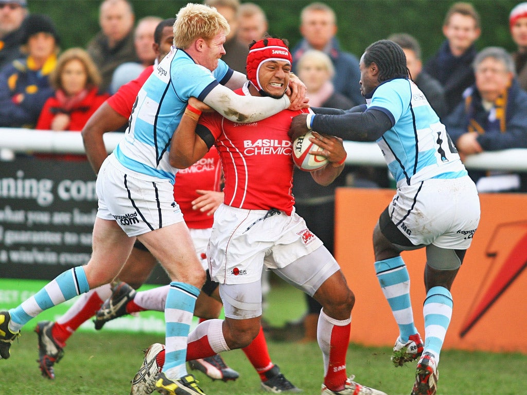 London Welsh, here on the attack at Old Deer Park through the centre Hudson Tonga'uiha, have been denied entry to the Premiership