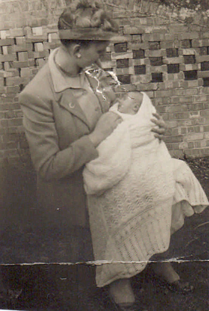 Gwen Bishop with her baby Anne, later adopted and re-named Jan, in 1951