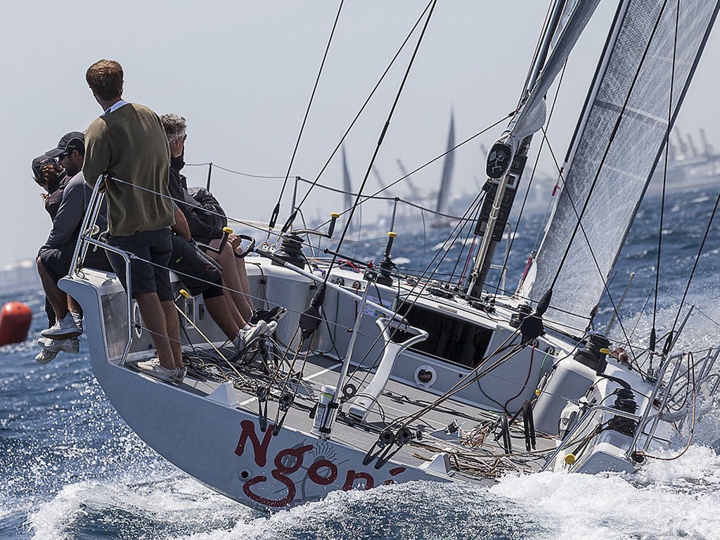 Tony Buckingham’s Ngoni, helmed by Kevin Sproul, with three firsts and two seconds, leads the Soto 40 class at the Royal Barcelona Yacht Club’s Trofeo Conde de Godo