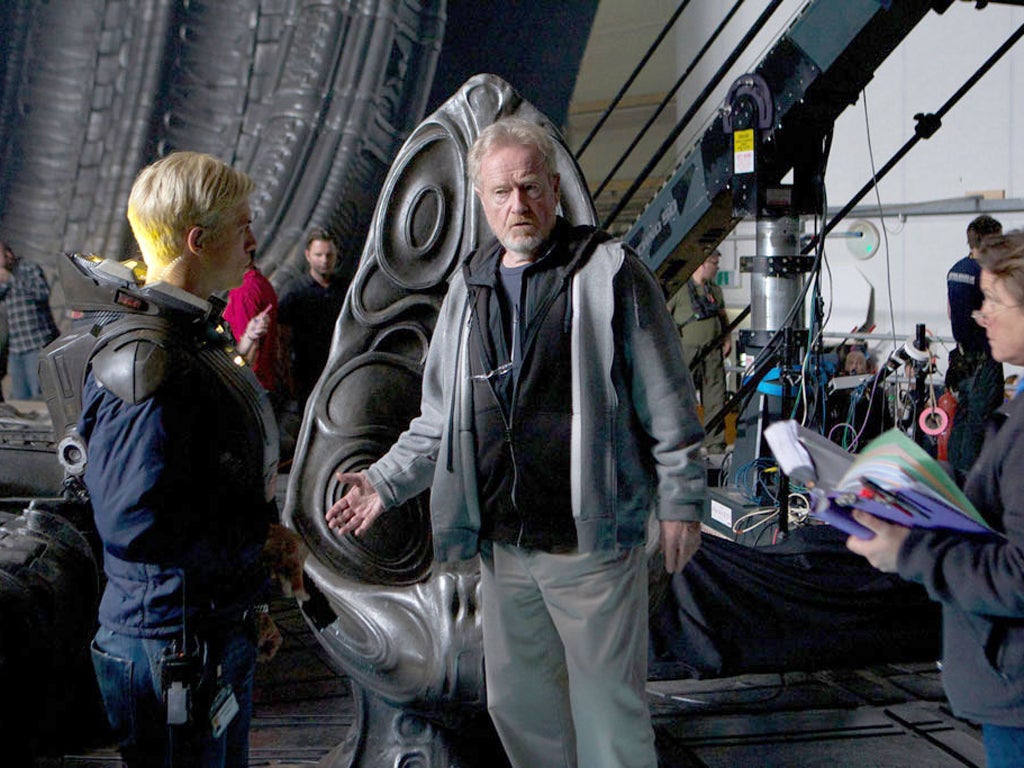 Scott on the set of his new film, Prometheus
