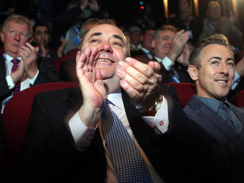 Alex Salmond with actor Alan Cumming at the launch