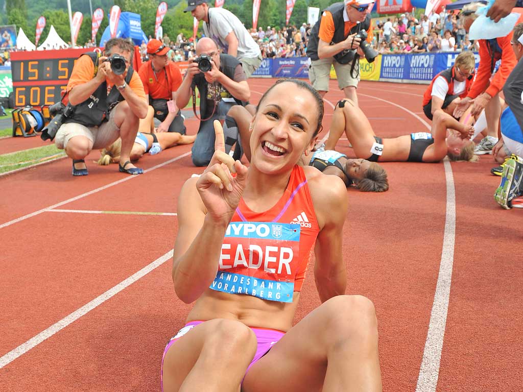 Jessica Ennis takes a well-earned rest after yesterday’s heptathlon exertions in Austria