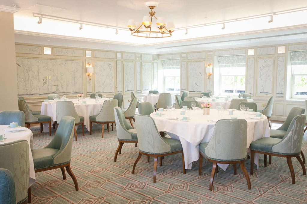 The Diamond Jubilee Tea Salon is decorated in Fortnum's familiar duck-egg blue