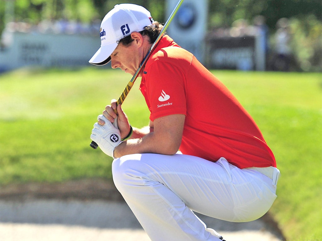 Rory McIlroy struggles on the way to missing the cut at Wentworth