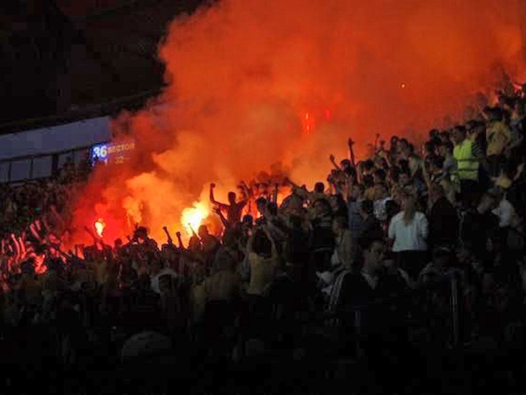 Kharkiv's Metalist stadium in Ukraine, scene of violence and racist attacks