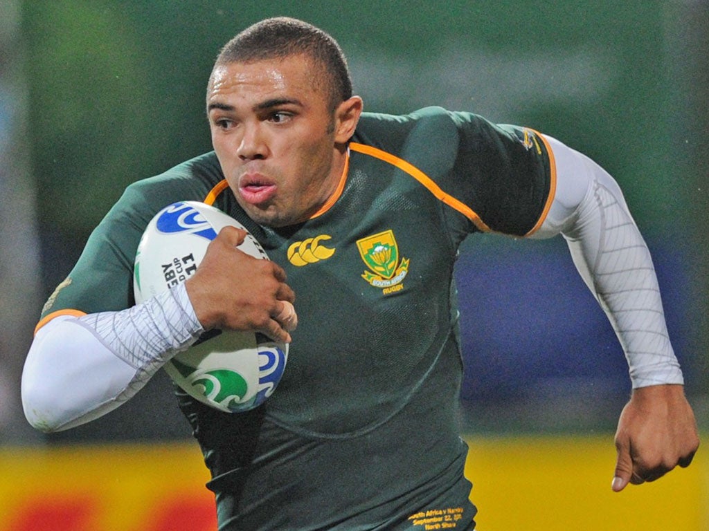 Bryan Habana: Forty tries into his international career - no Springbok has ever scored more - the celebrated wing from Benoni shows no sign of giving defences a rest. The fact that he lost his most talked about race is not obviously a
reason to be cheerful. It was against a cheetah, after all.