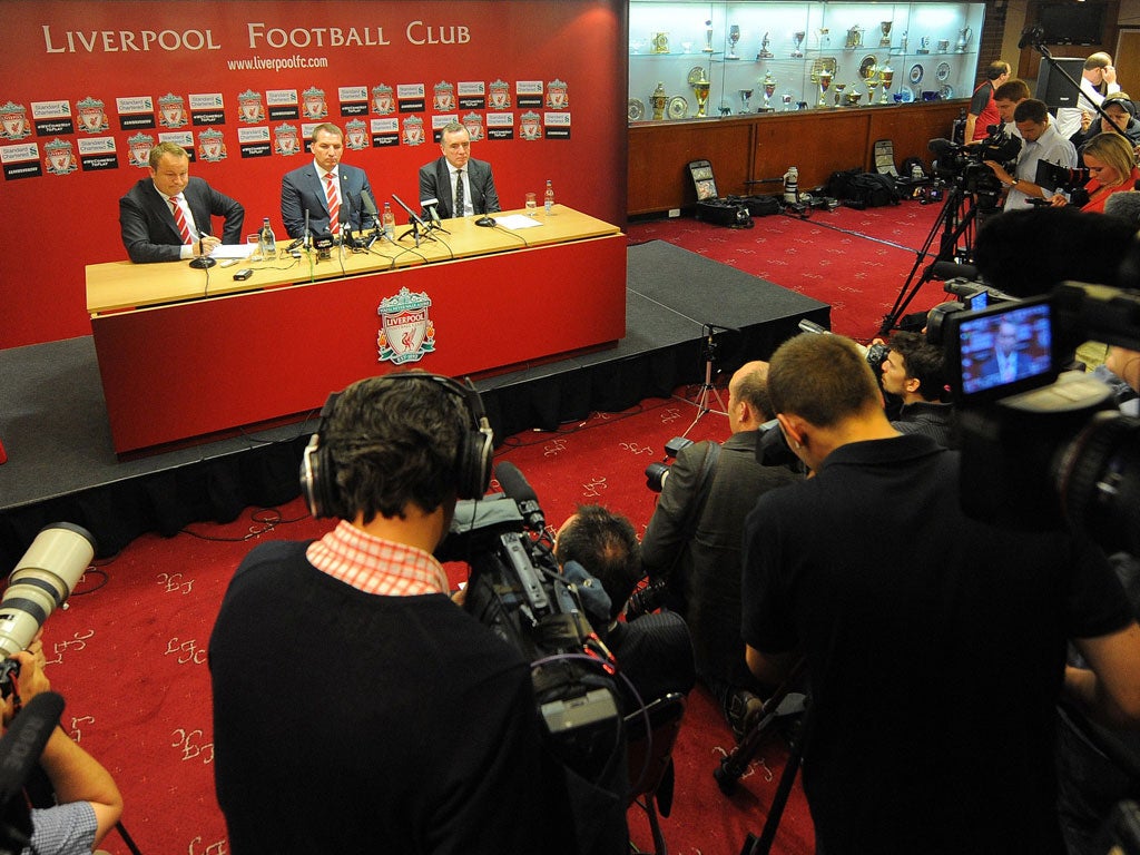 Brendan Rodgers faces the press in Liverpool yesterday