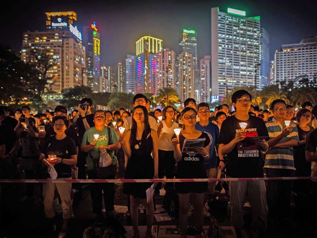 A vigil in Hong Kong marked the anniversary of the Tiananmen
Square crackdown