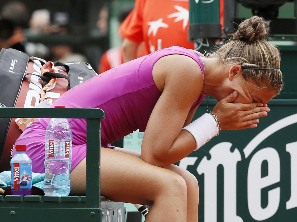 Sara Errani reacts after reaching the final