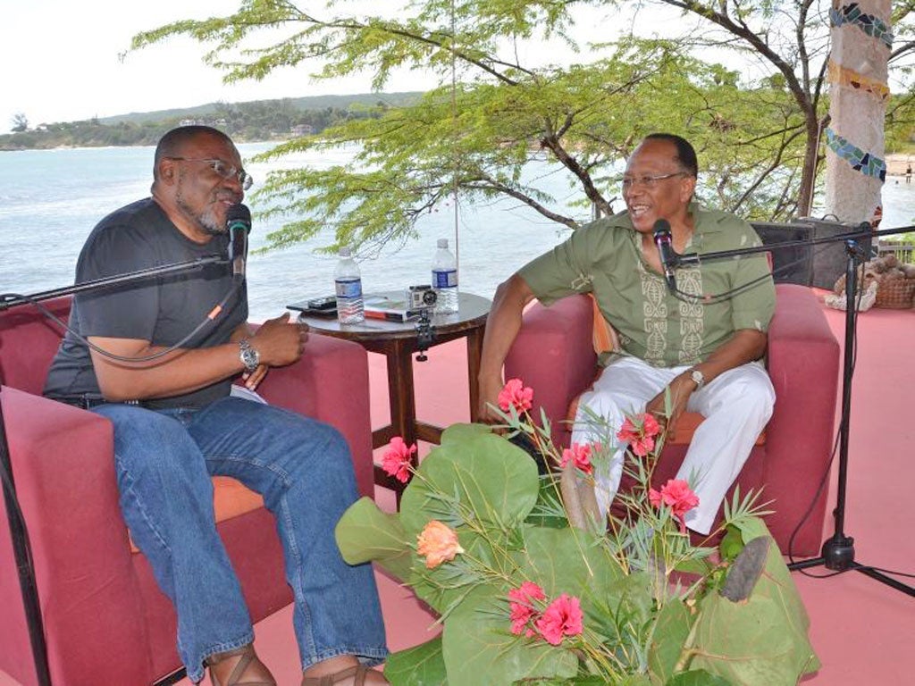 Far from Hay: Kwame Dawes (left) and Orlando Patterson at the Calabash Festival