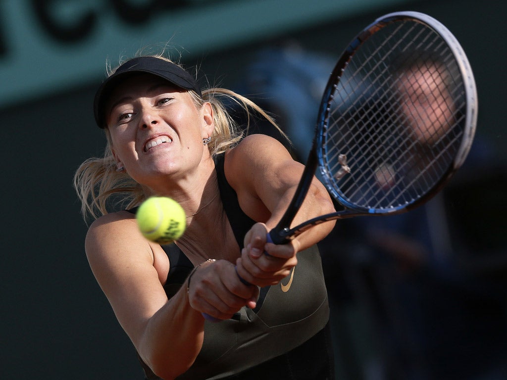 Maria Sharapova hits out on her way to the French Open final