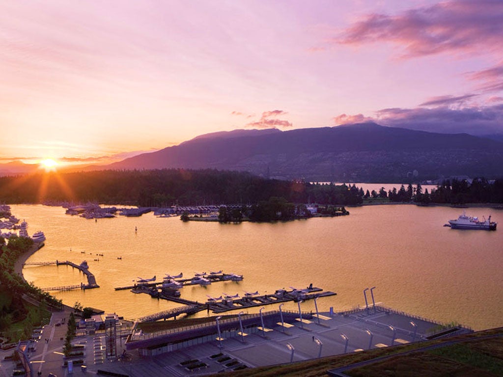 Water playground: Canada Place on Vancouver Harbour, with the lush greenery of Stanley Park within easy reach