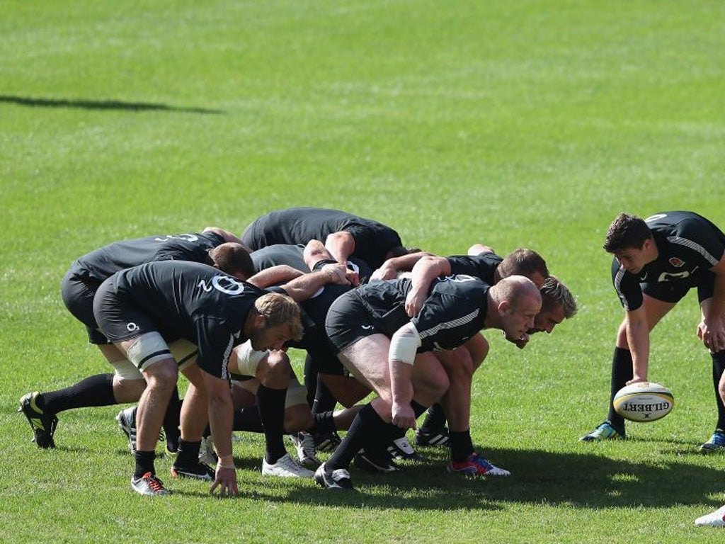 Ben Youngs feeds the ball into the England scrum yesterday