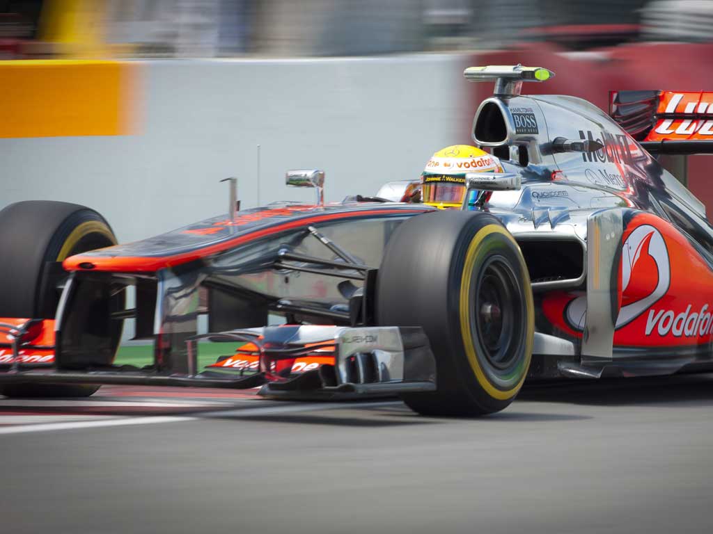 Getting there: Lewis Hamilton keeps calm under pressure on his way to securing a front-row start in today's Grand Prix at the Gilles Villeneuve circuit in Montreal