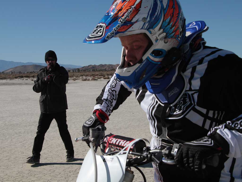 High flyer: Matthew Wadsworth attempts to set a world record for blind motorbike jumping