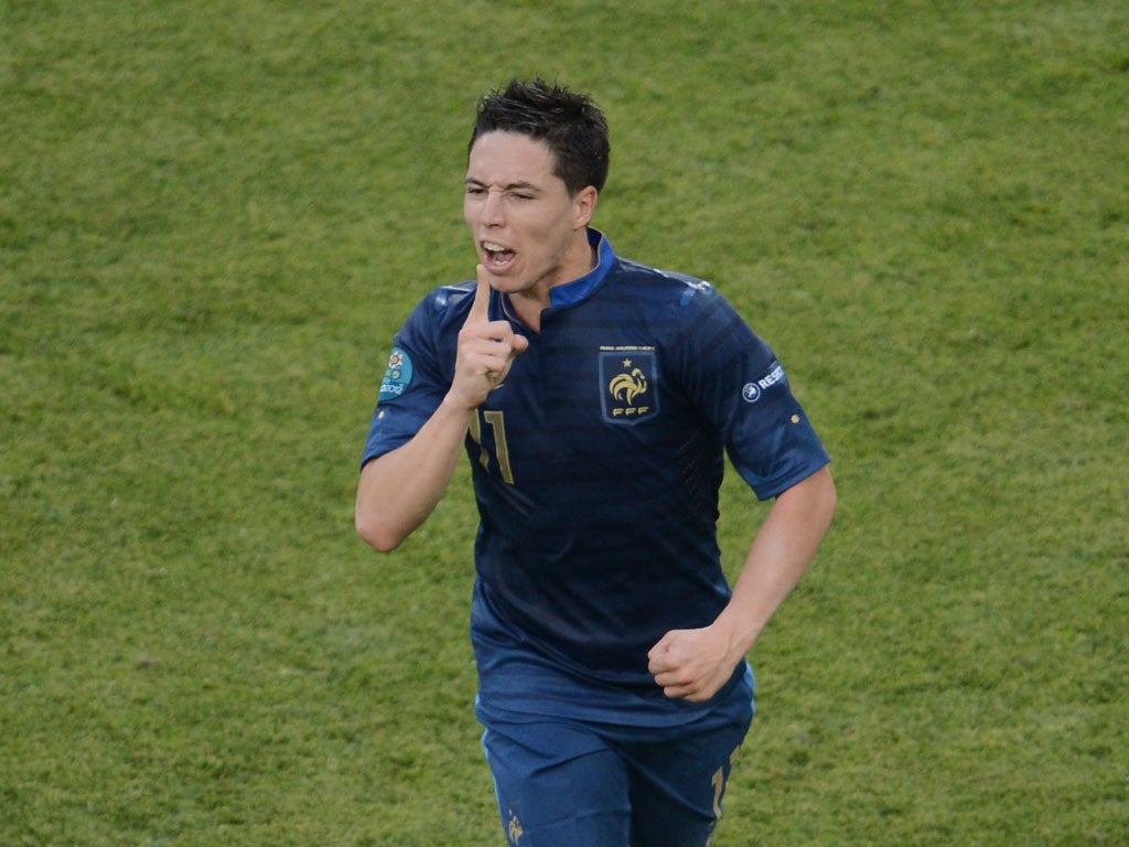 Samir Nasri reacts after scoring for France