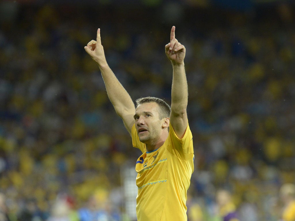 Shevchenko netted twice for Ukraine