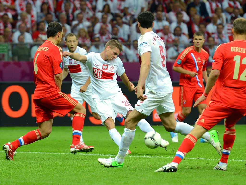 Jakub Blaszczykowski scores Poland's equaliser