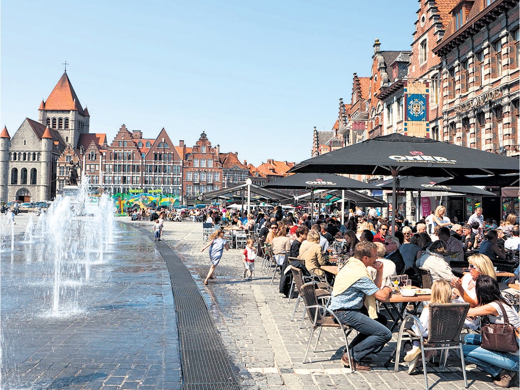 Sacred point: the triangular Grand Place is a great place to grab a bite to eat