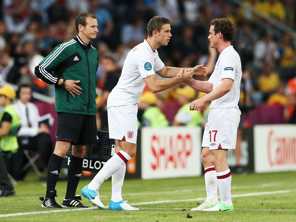 Jordan Henderson replaced Scott Parker against France