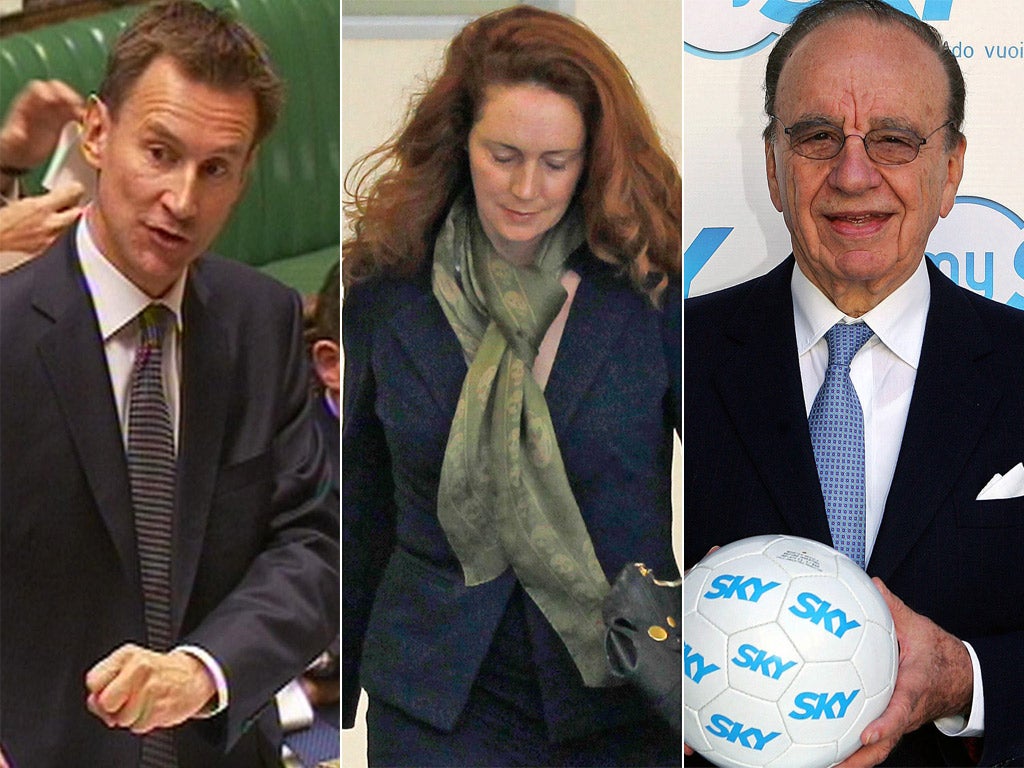 Jeremy Hunt, Rebekah Brooks and Rupert Murdoch