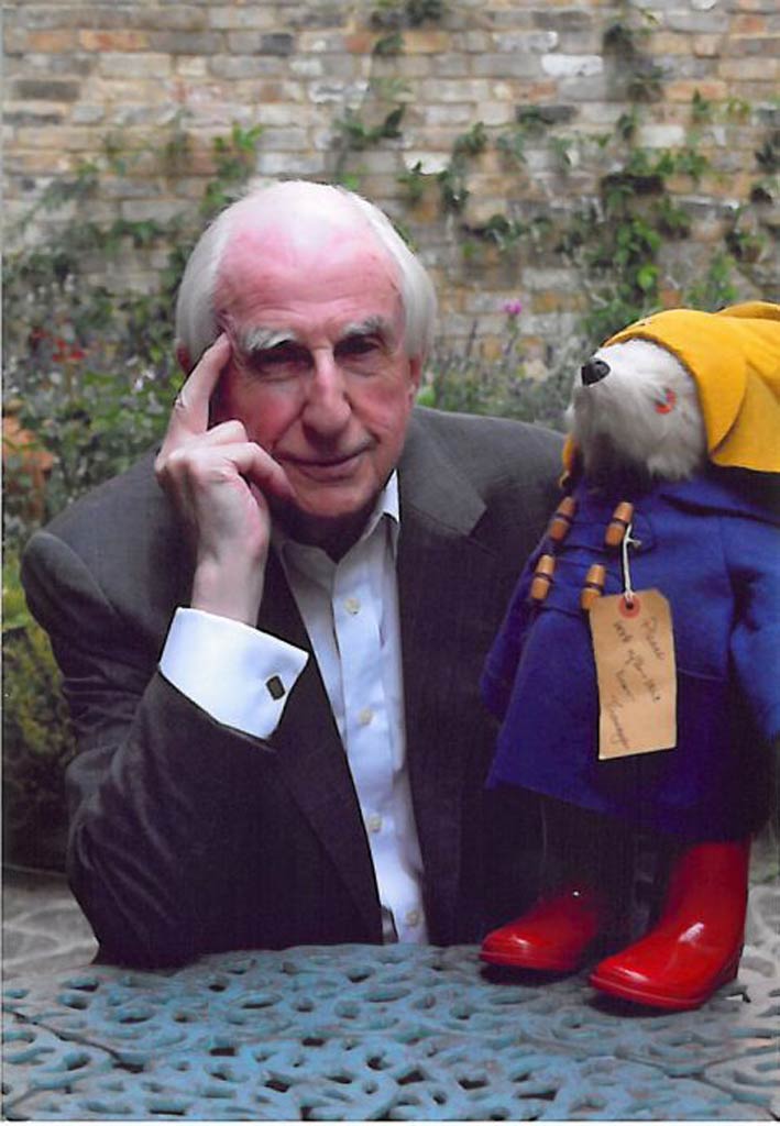 Michael Bond with his creation, Paddington Bear