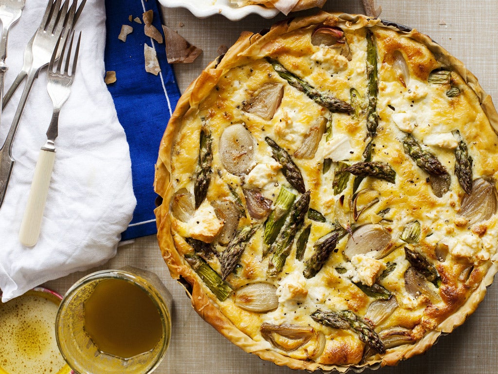 Asparagus, shallot and feta tart by Ellie Grace and Rosie French