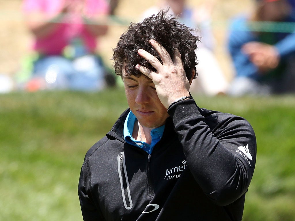 McIlroy mixed five bogeys — including one on his final hole — with a pair of birdies in the second round a day after he posted a 77.