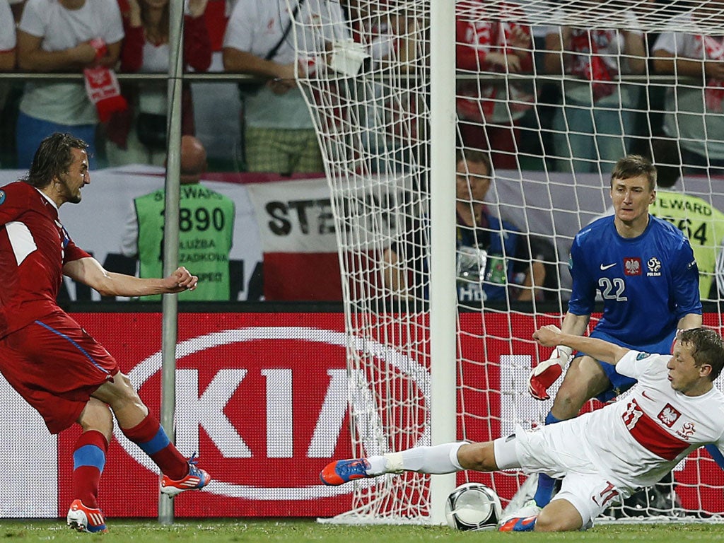 Poles apart: Petr Jiracek's goal puts Poland out of their own tournament