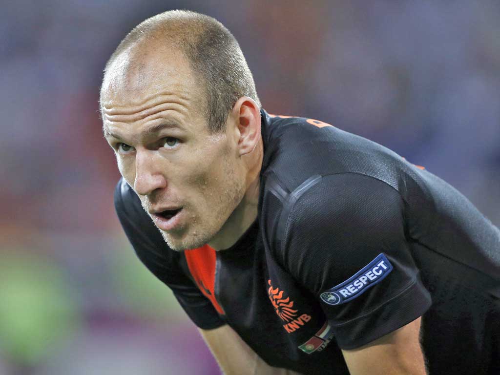 A disgruntled Arjen Robben lets his feelings show last night