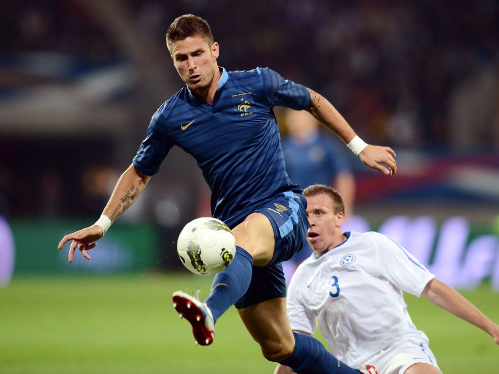 Olivier Giroud in action for France