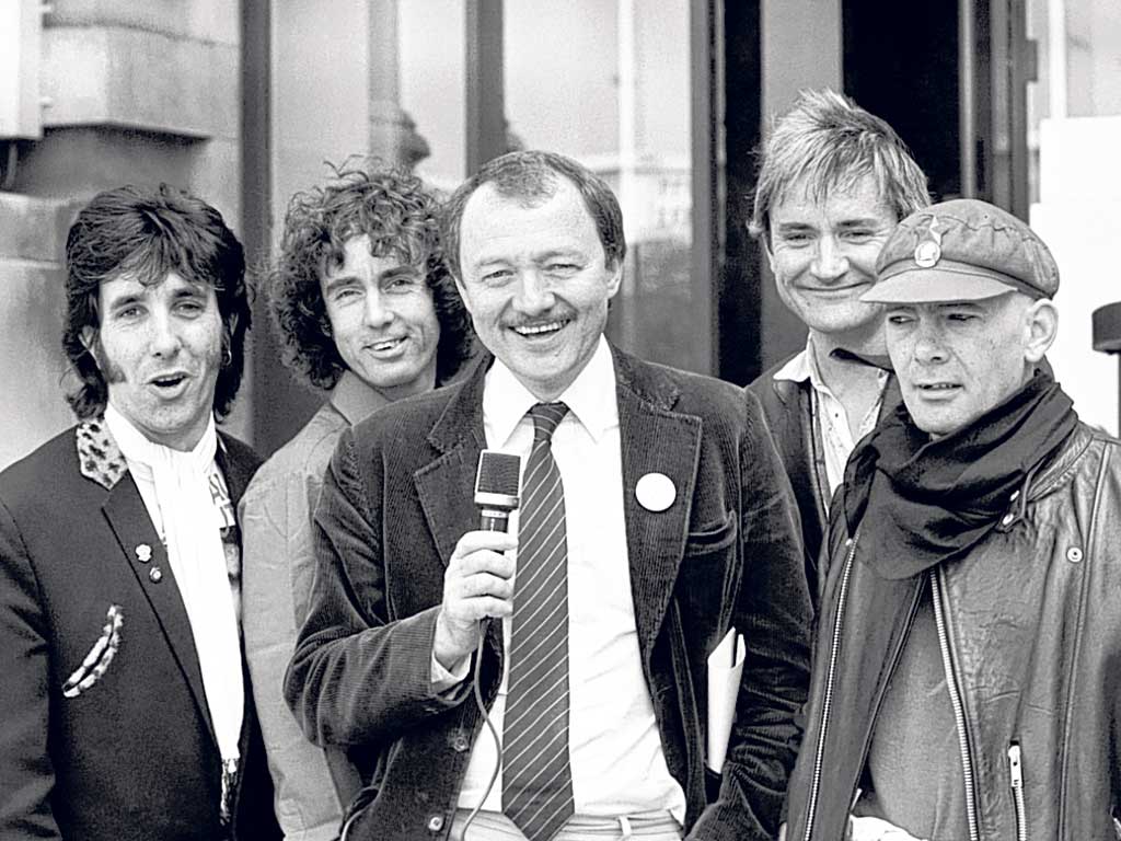 Ken and the Pickets: from left, Hibbard, David Brett, Ken Livingstone, Rick Lloyd and Red Stripe in 1984