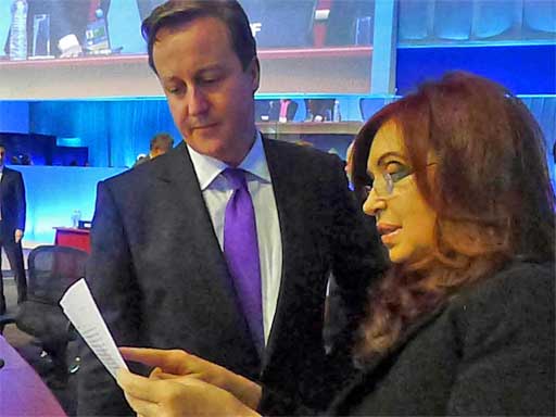 Prime Minister David Cameron with the Argentinian President, Cristina Fernandez de Kirchner