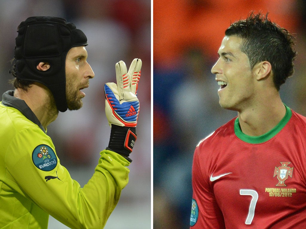 Petr Cech and Cristiano Ronaldo