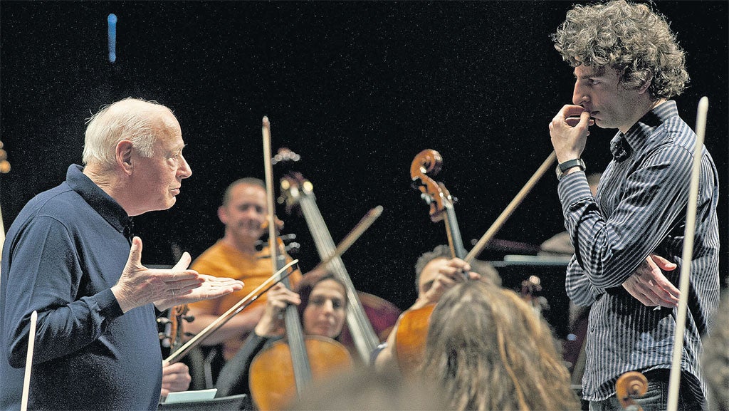 Rapt audience: Bernard Haitink tutors Gad Kadosh