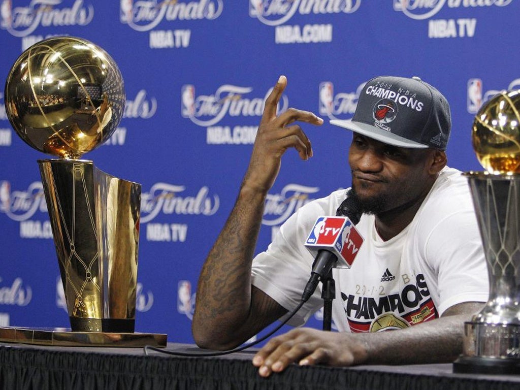 LeBron James with the series Most Valuable Player Award