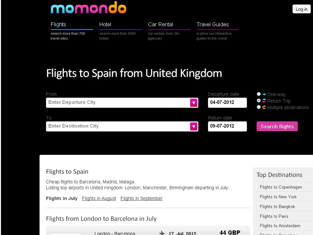 <u>The website</u>
<br /><b><a href="http://www.momondo.com">Momondo.com</a></b> - the flight
metasearch engine has
relaunched its website. New
features include allowing users
to balance price with flight time