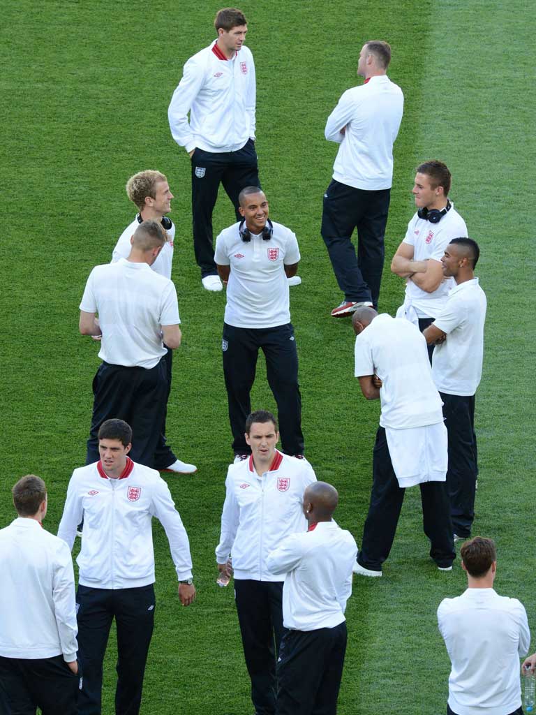 The England team at the stadium in Kiev
