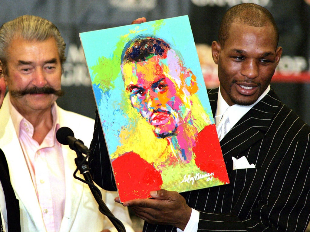 LeRoy Neiman, above left, with the boxer Bernard Hopkins