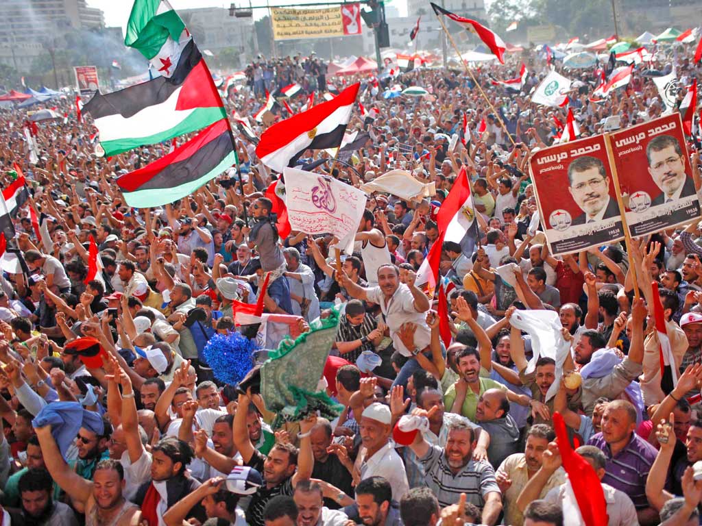 Supporters of Mohamed Morsi celebrating his election victory in Cairo in 2012