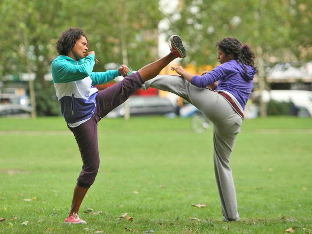 Karate girls in A Running Jump by Mike Leigh