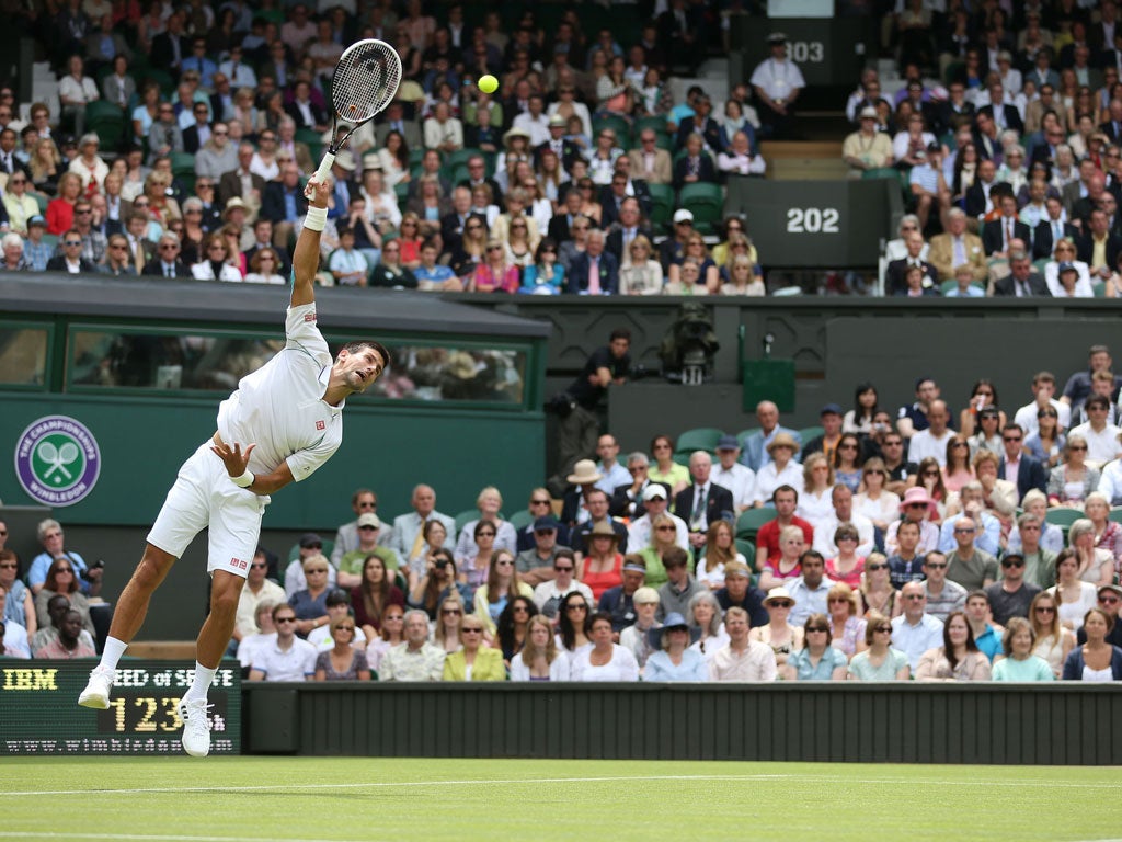 Djokovic in action on Centre Court