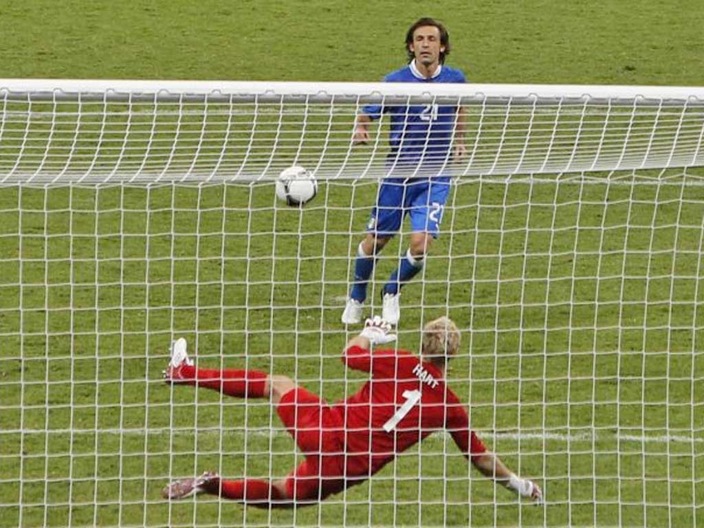 Andrea Pirlo nonchalantly chips Joe Hart on Sunday