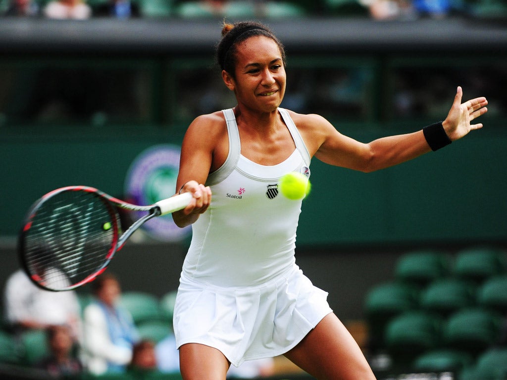 Great Britain's Heather Watson in action against Czech Republic's Iveta Benesova yesterday