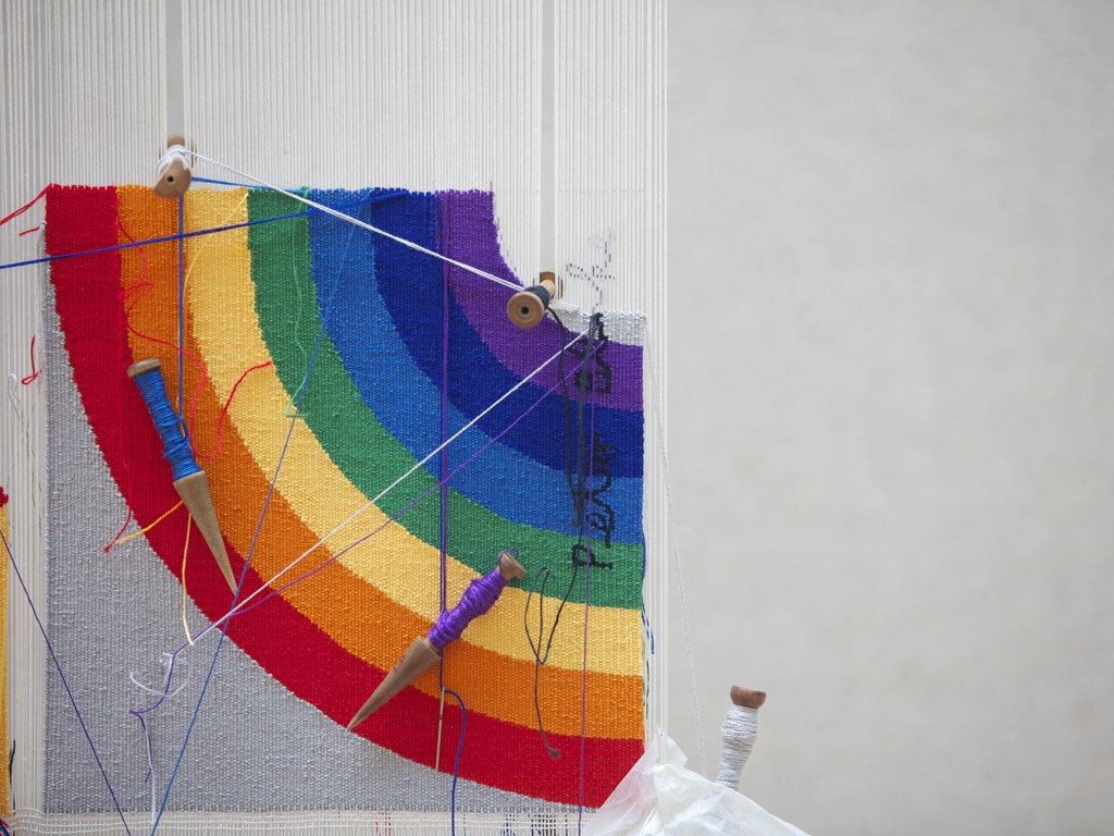 One of a series of Blake images on the loom