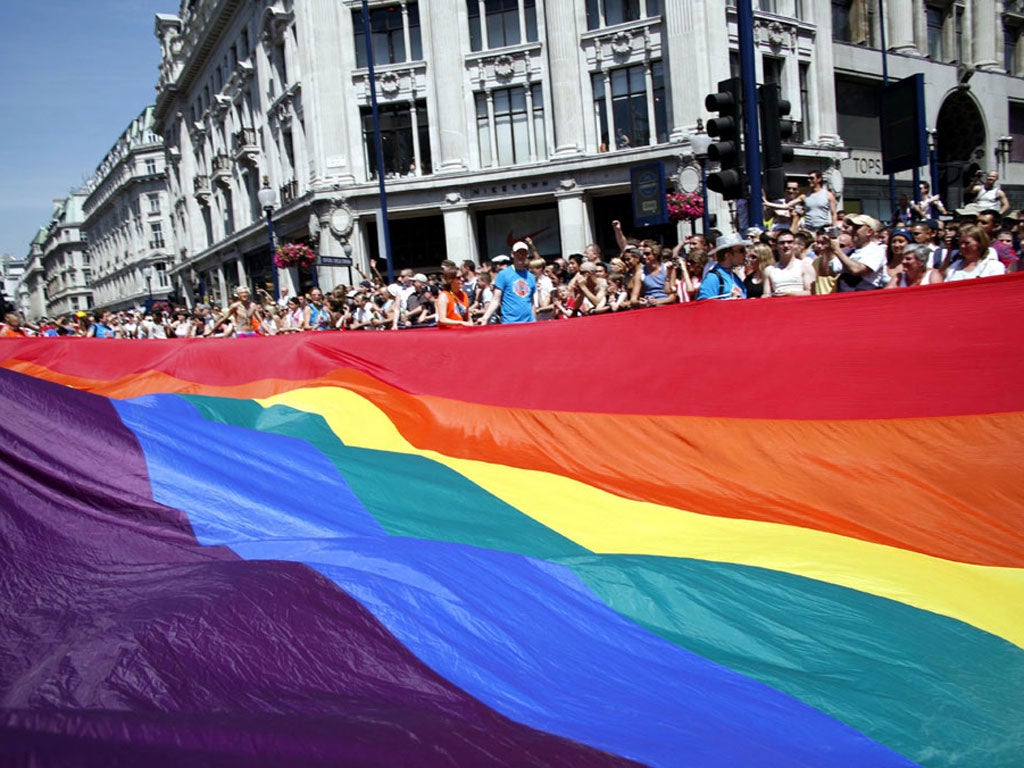 Revellers at the 2006 Gay Pride march in London.